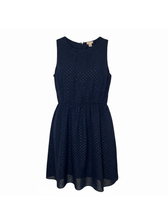 J.CREW Dresses & Skirts - J.Crew Navy Gold Swiss Dot Fit‎ Flare Dress12 Neck Sleevless Lined Mini Workwear